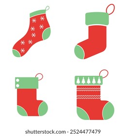 Christmas sock icon. Vector illustration isolated on white and black  background. EPS 10