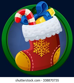 Christmas sock icon. Vector illustration