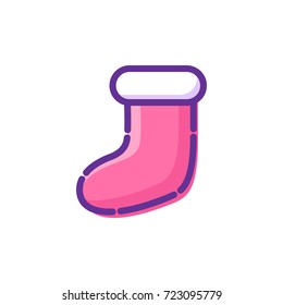 Christmas sock icon. Vector illustration. White background.