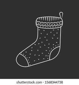 Christmas sock icon. Vector line art illustration