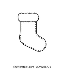 Christmas sock icon Vector. Line style.