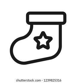 Christmas sock icon. Sock vector sign. Flat symbol. Linear sock icon