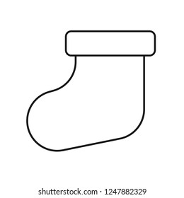 Christmas sock icon. Sock vector sign. Flat symbol. Linear sock icon