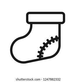 Christmas sock icon. Sock vector sign. Flat symbol. Linear sock icon