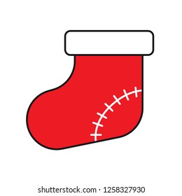Christmas sock icon. Sock vector sign. Flat symbol. Linear sock icon. Illustration of colored christmas sock icon