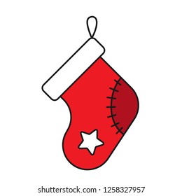 Christmas sock icon. Sock vector sign. Flat symbol. Linear sock icon. Illustration of colored christmas sock icon