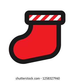 Christmas sock icon. Sock vector sign. Flat symbol. Linear sock icon. Illustration of colored christmas sock icon