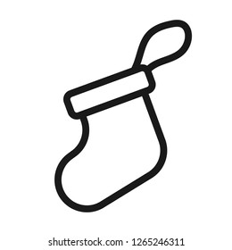 Christmas sock icon. Sock vector sign. Flat symbol. Linear sock icon