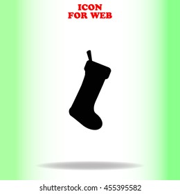 Christmas Sock icon vector web icon. Black illustration on white background