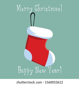 Christmas sock  illustration vector postcard