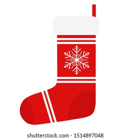 Christmas sock isolated on a white background, vector illustration