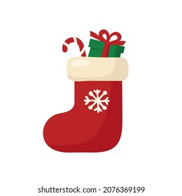 Christmas sock isolated on white background. Vector illustration