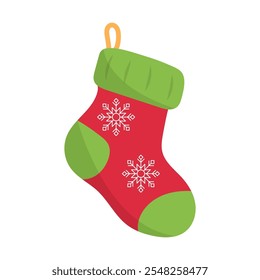 Christmas sock isolated on a white background.  Suitable for Christmas and New Year themes. Vector illustration. It can be used in web design, advertising, and social media.