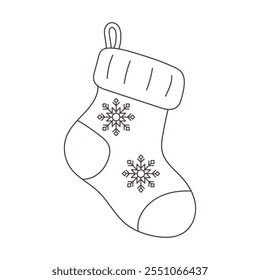 Christmas sock isolated on a white background.  Suitable for Christmas and New Year themes. Vector illustration. It can be used in web design, advertising, and social media.