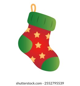 Christmas sock isolated on a white background.  Suitable for Christmas and New Year themes. Vector illustration. It can be used in web design, advertising, and social media.