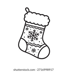 Navidades Sock Line Icon Vector para la decoración de Festiva de invierno, símbolo de contorno mínimo para el App de Web UI