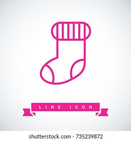 christmas sock line vector icon