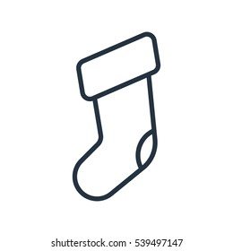 christmas sock line web icon on white background