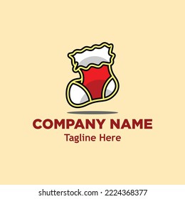 christmas sock logo design template