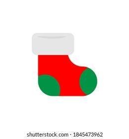 Christmas sock on white background in cartoon style. Vector illustration