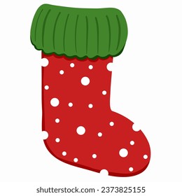 Weihnachtssocke auf weißem Hintergrund, Vektorgrafik