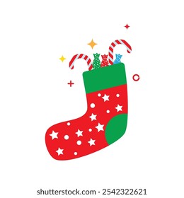 Christmas sock ornament flat icon