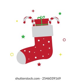 Christmas sock ornament flat icon design