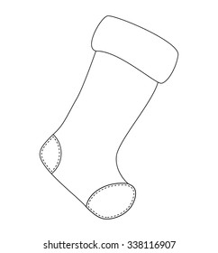 Christmas sock outline icon, symbol, design. Winter vector illustration isolated on white background.