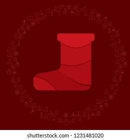 Christmas Sock Paper Cut Art Icons. Vector Illustration