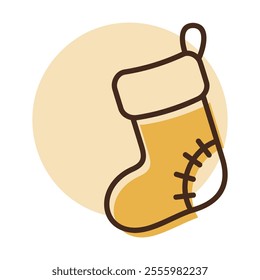 Christmas sock with a patched heel vector icon. Winter sign. Graph symbol for event and holiday web site and apps design, logo, app, UI