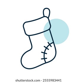 Christmas sock with a patched heel vector icon. Winter sign. Graph symbol for event and holiday web site and apps design, logo, app, UI