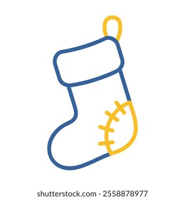 Christmas sock with a patched heel vector icon. Winter sign. Graph symbol for event and holiday web site and apps design, logo, app, UI