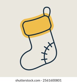 Christmas sock with a patched heel vector icon. Winter sign. Graph symbol for event and holiday web site and apps design, logo, app, UI