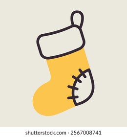 Christmas sock with a patched heel vector icon. Winter sign. Graph symbol for event and holiday web site and apps design, logo, app, UI