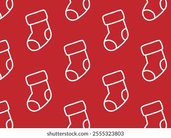 Christmas sock pattern. Vector Christmas illustration.