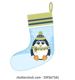 Christmas sock with penguin