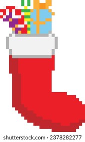 Christmas sock pixel art vector image or clipart