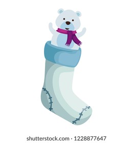christmas sock with polar bear
