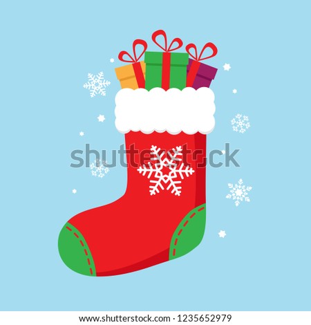 Christmas sock in red color with 