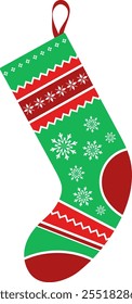 Christmas sock with red green pattern