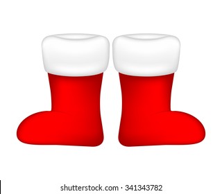 Christmas sock, santa boot icon, symbol, design. Winter vector illustration isolated on white background.