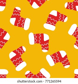 Christmas sock seamless doodle pattern
