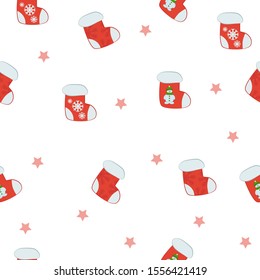 christmas sock seamless pattern illustration