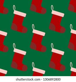 Christmas sock seamless pattern vector illustration