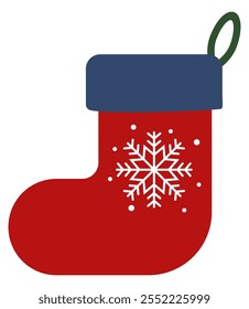 Christmas sock with snowflake icon.