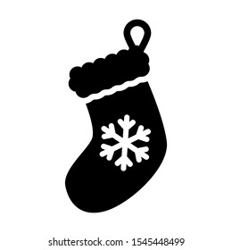 christmas sock solid black vector icon