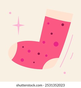 Christmas Sock. Christmas Stocking. Happy new year decoration. Merry christmas holiday. New year. Merry Christmas and Happy New Year design for ad, poster, greeting card, sticker, banner