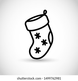 Christmas sock thin line style icon vector