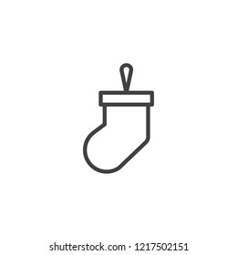 Christmas sock toy outline icon. linear style sign for mobile concept and web design. Xmas bauble simple line vector icon. Symbol, logo illustration. Pixel perfect vector graphics