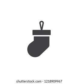Christmas sock toy vector icon. filled flat sign for mobile concept and web design. Xmas bauble simple solid icon. Symbol, logo illustration. Pixel perfect vector graphics